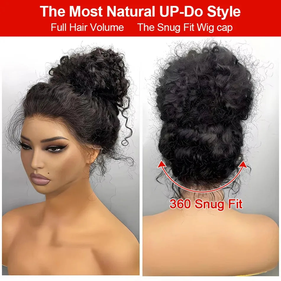 Deep Wave 360 HD Full Lace Human Hair Wig – Natural Black 40 Inch