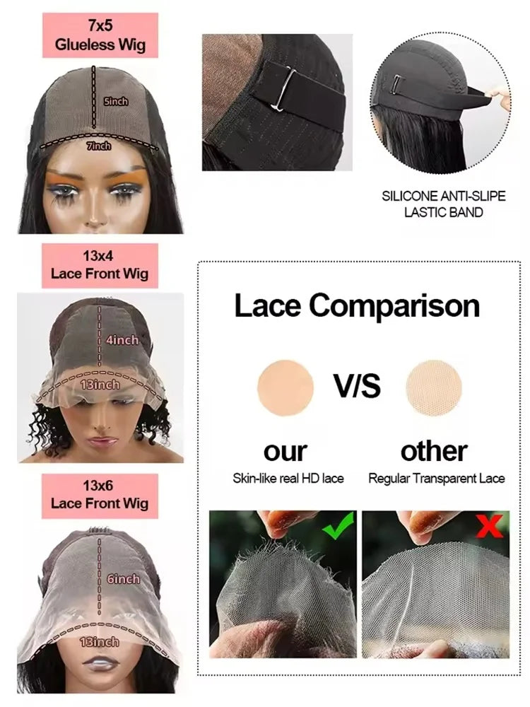 250% Density Deep Wave HD Lace Front Wig (13x6 / 13x4) – Brazilian Remy Human Hair, Glueless (40–46")