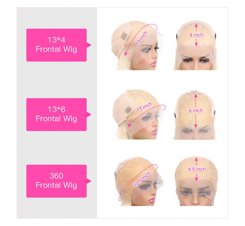 HD Transparent 613 Blonde 13x4 / 13x6 / 360 Lace Front Human Hair Wig – Bone Straight, Pre-Plucked, High Density