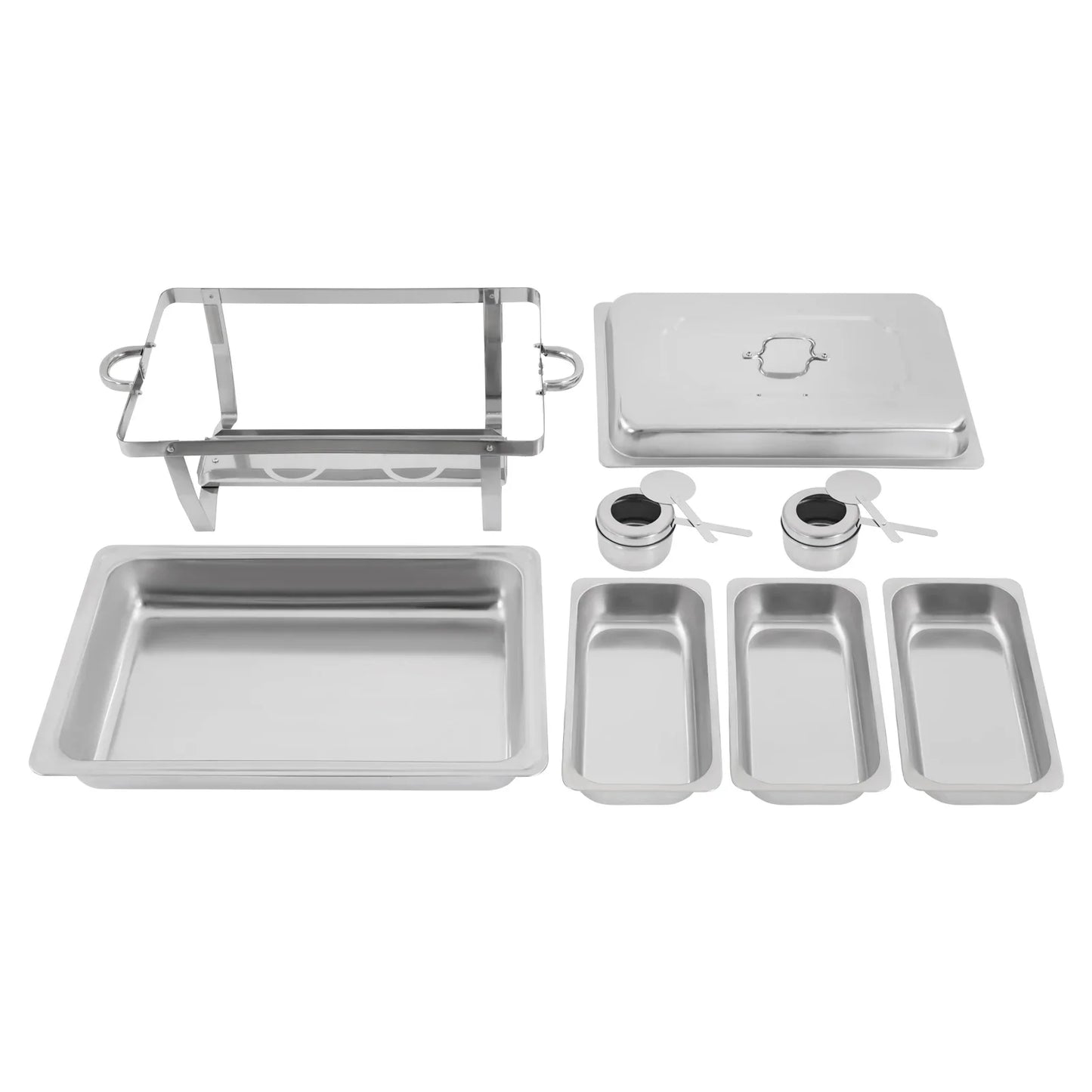 3-Compartment Chafing Dish Buffet Set | Stainless Steel Food Warmer with Lid & Heating Tray – 2.5L Each
