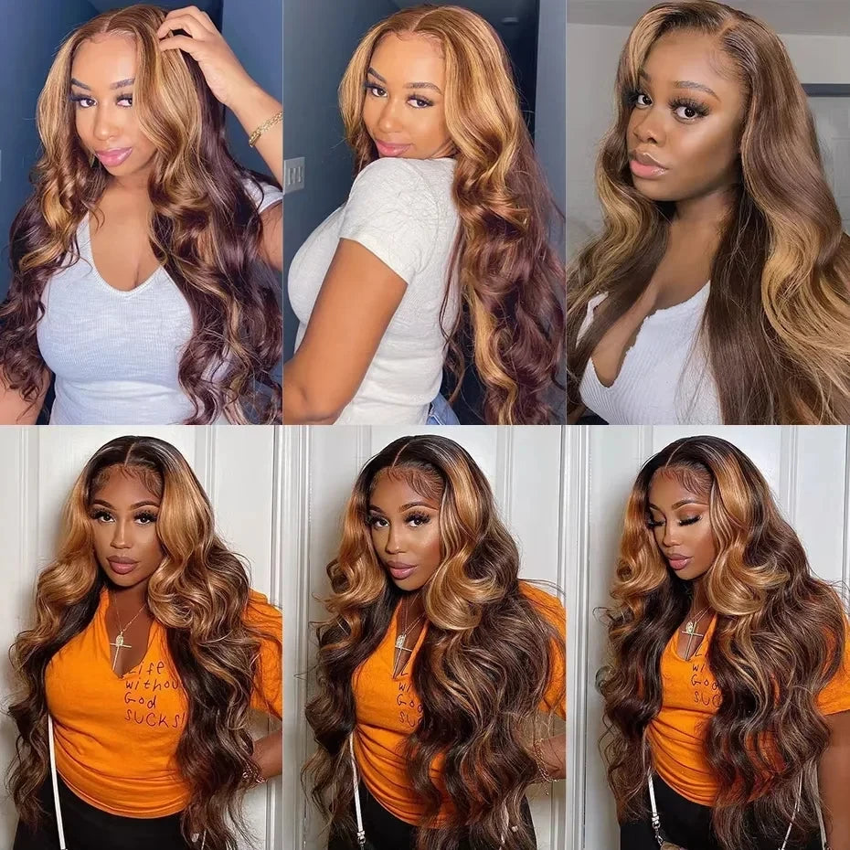16A Brazilian Highlight Ombre Body Wave Virgin Hair Bundles (Unprocessed, Double Weft, Weave Extensions)