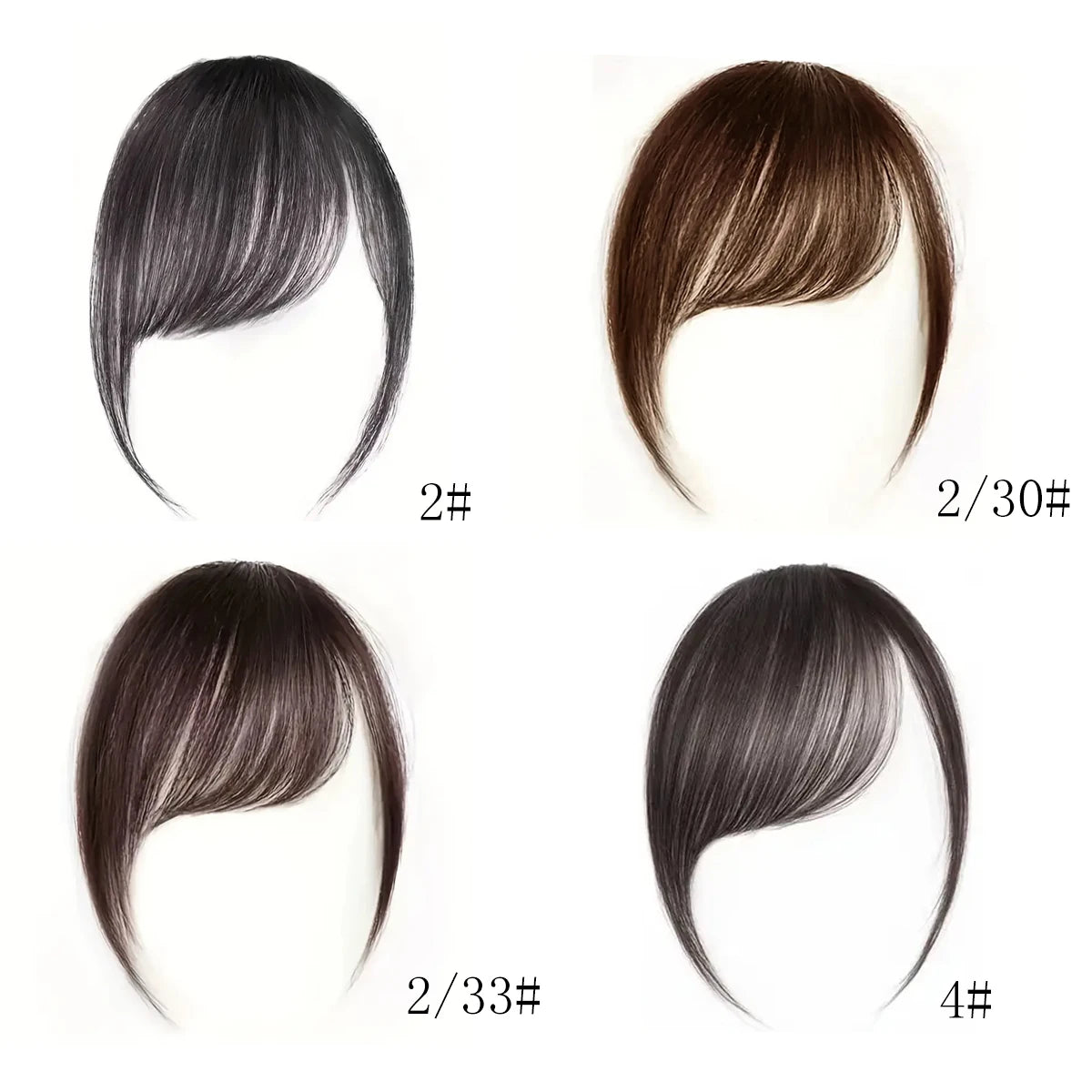 Slanted Air Bangs Clip-In Hairpiece | Synthetic Fringe Extension | 8 Inch | Light Airy | Black Brown