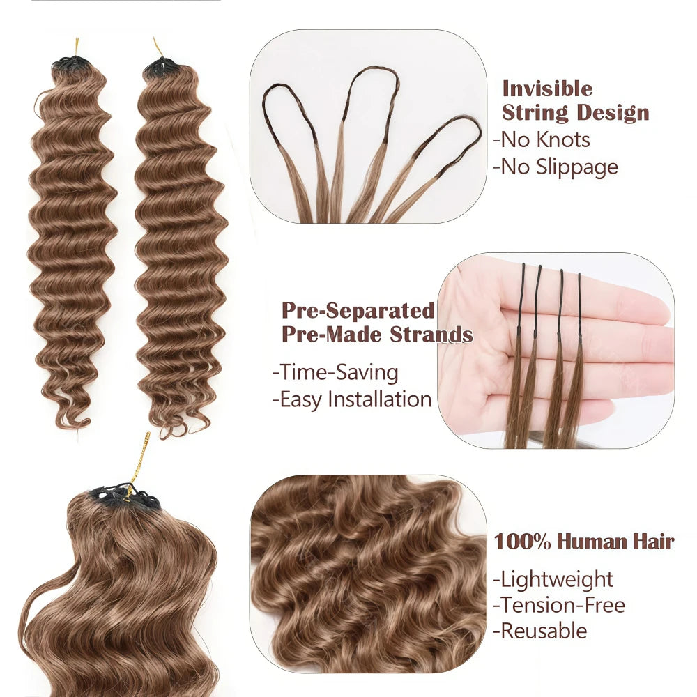 Deep Wave Crochet Hair Extensions – 12A Grade 100% Remy Human Hair