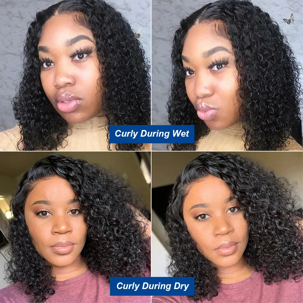 1B Natural Jerry Curly Bob 13x4 HD Lace Front Wig (Virgin Human Hair, 250% Density, 4–16")