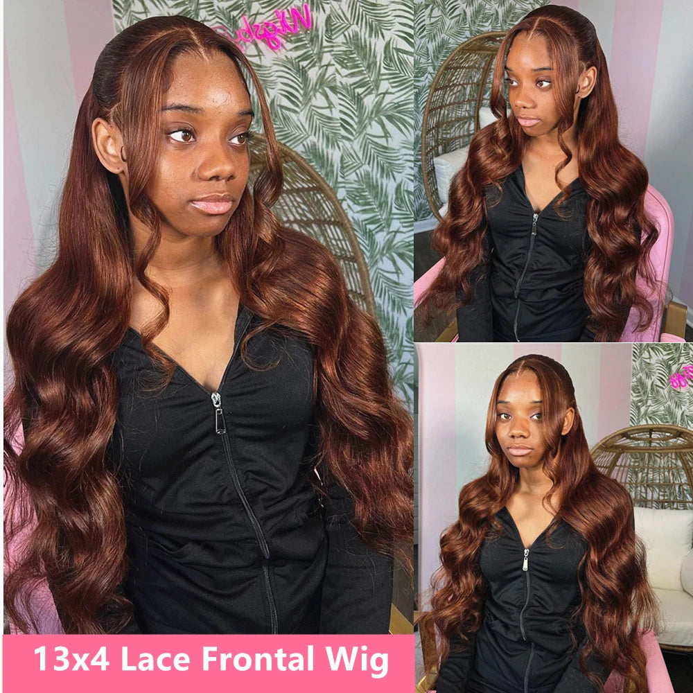 Body Wave Chocolate Brown 13x6 HD Lace Front Human Hair Wig – Pre-Plucked & Colored
