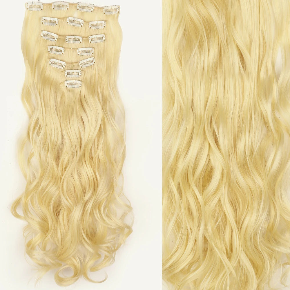 7Pcs Clip-in Hair Extensions | 24 Inch Straight | 60 Colors | Heat Resistant Fiber