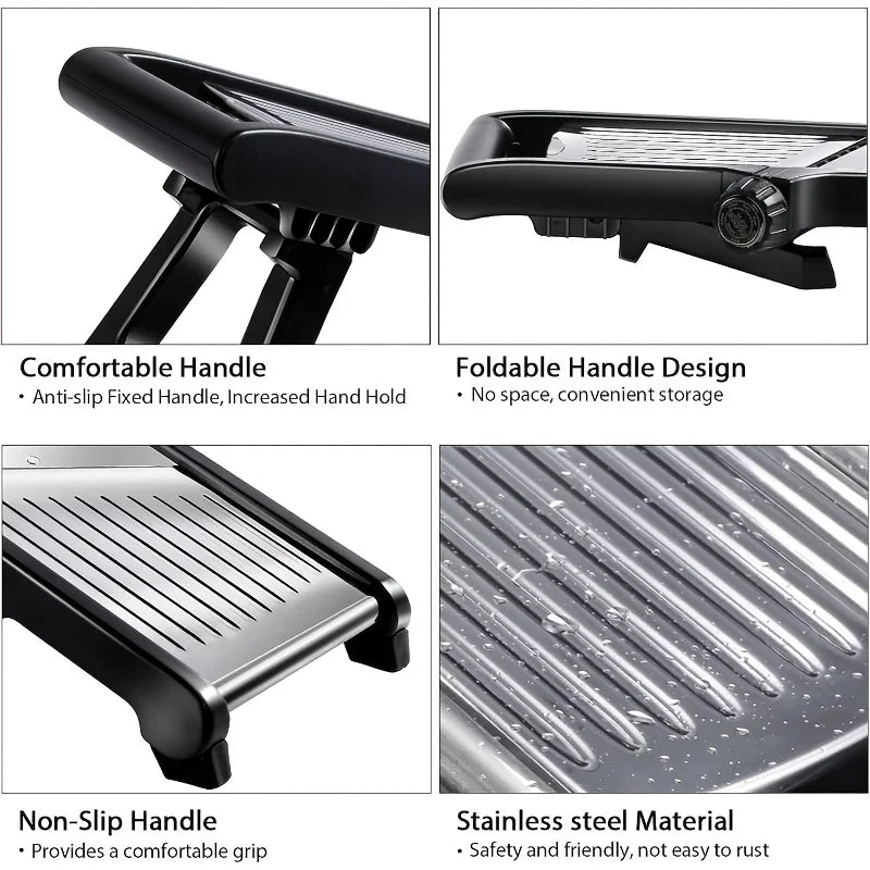 Stainless Steel Mandoline Slicer – 5 Blades, Safe Hand Guard & Easy-Clean Food Chopper