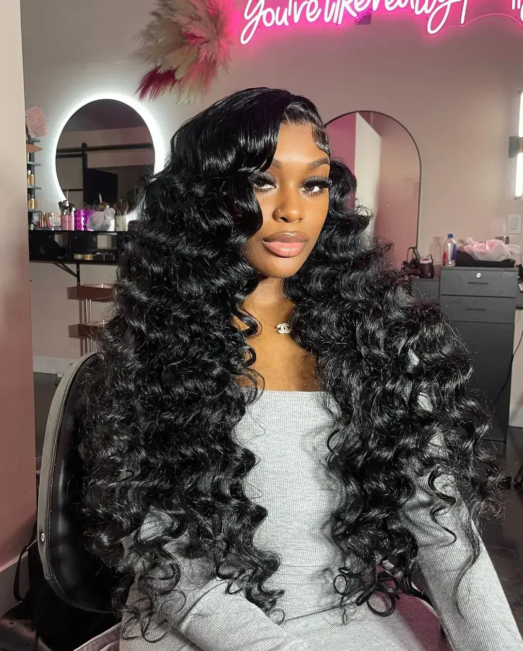 HD 13x6 Lace Front Loose Deep Wave Human Hair Wig – Glueless, 200% Density, 40"