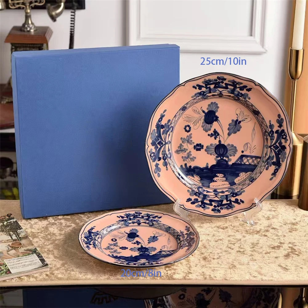 Ceramic Afternoon Tea Set – Printed Porcelain Cup, Saucer, Tray, Milk Pot & High Foot Plate