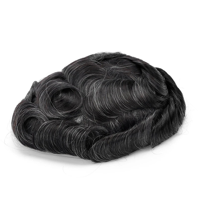 Topunique Full Swiss Lace Men's Toupee | 90% Light Density Hair System for Men