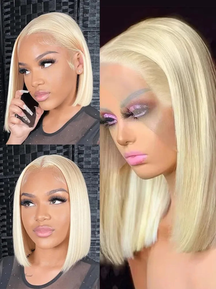613 Blonde Bob Wig | 13x4 13x6 Lace Front Human Hair Wig | Straight Brazilian Remy Hair | 200% 220% Density