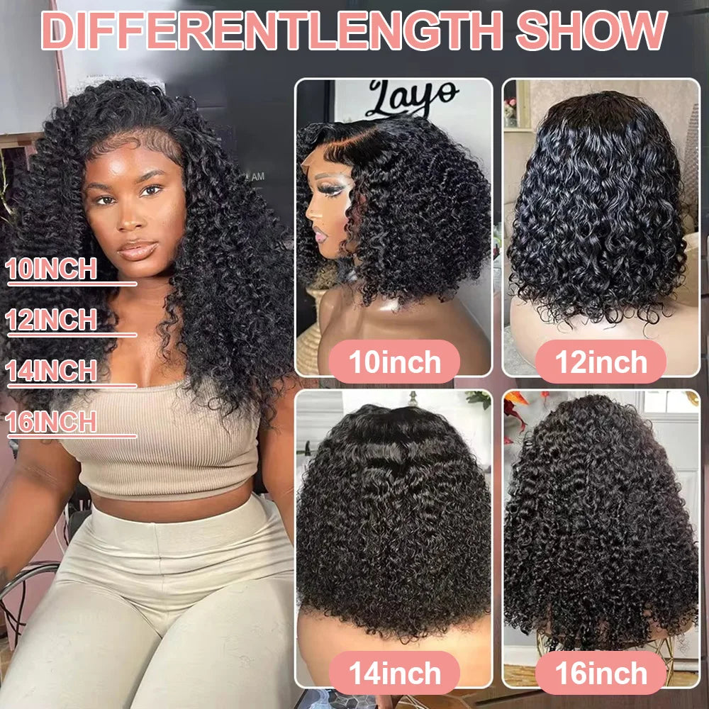 Deep Water Wave Curly Bob HD Lace Front Wig | 100% Remy Human Hair | Transparent Lace 13x4 / 13x6