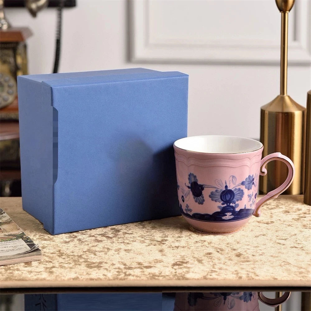 Ceramic Afternoon Tea Set – Printed Porcelain Cup, Saucer, Tray, Milk Pot & High Foot Plate