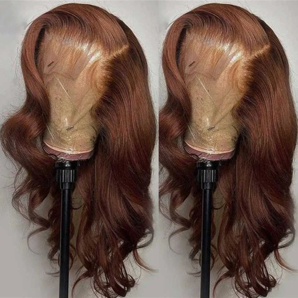 Chocolate Brown Body Wave HD Transparent Lace Front Human Hair Wig · 13x4 / 13x6 · 26+ Inch
