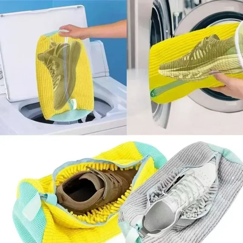 Machine Washable Shoe Washing & Drying Bag – Durable Cotton Laundry Protector with Adjustable Strap