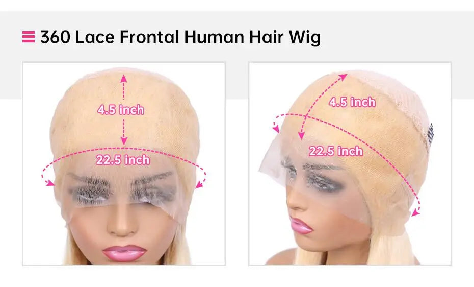 38 Inch 613 Blonde Straight 360 Lace Frontal Wig – 250% Density Human Hair