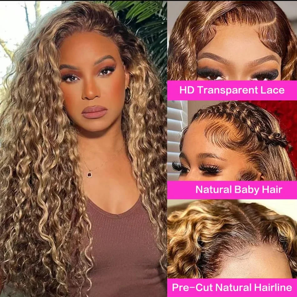P427 Highlight Human Hair Wig | 13x4 & 13x6 HD Lace Front Wig | Deep Wave | P1B30 & 427 | 200%-250% Density