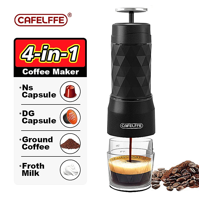 Cafelffe 3 In1 Portable Coffee Machine Hot/Cold Water Manual Espresso Maker For Capsule & Ground Hand Press Brewer hiking Travel