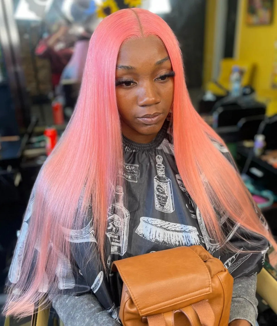 Pink Straight HD Lace Front Brazilian Human Hair Wig 13x6 30–32 Inch