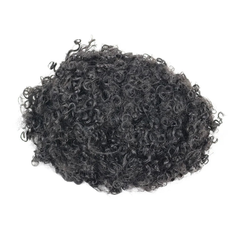 12mm Afro Kinky Curly Men's Toupee | Full Lace Human Hair System | 8x10 | Bleached Knots