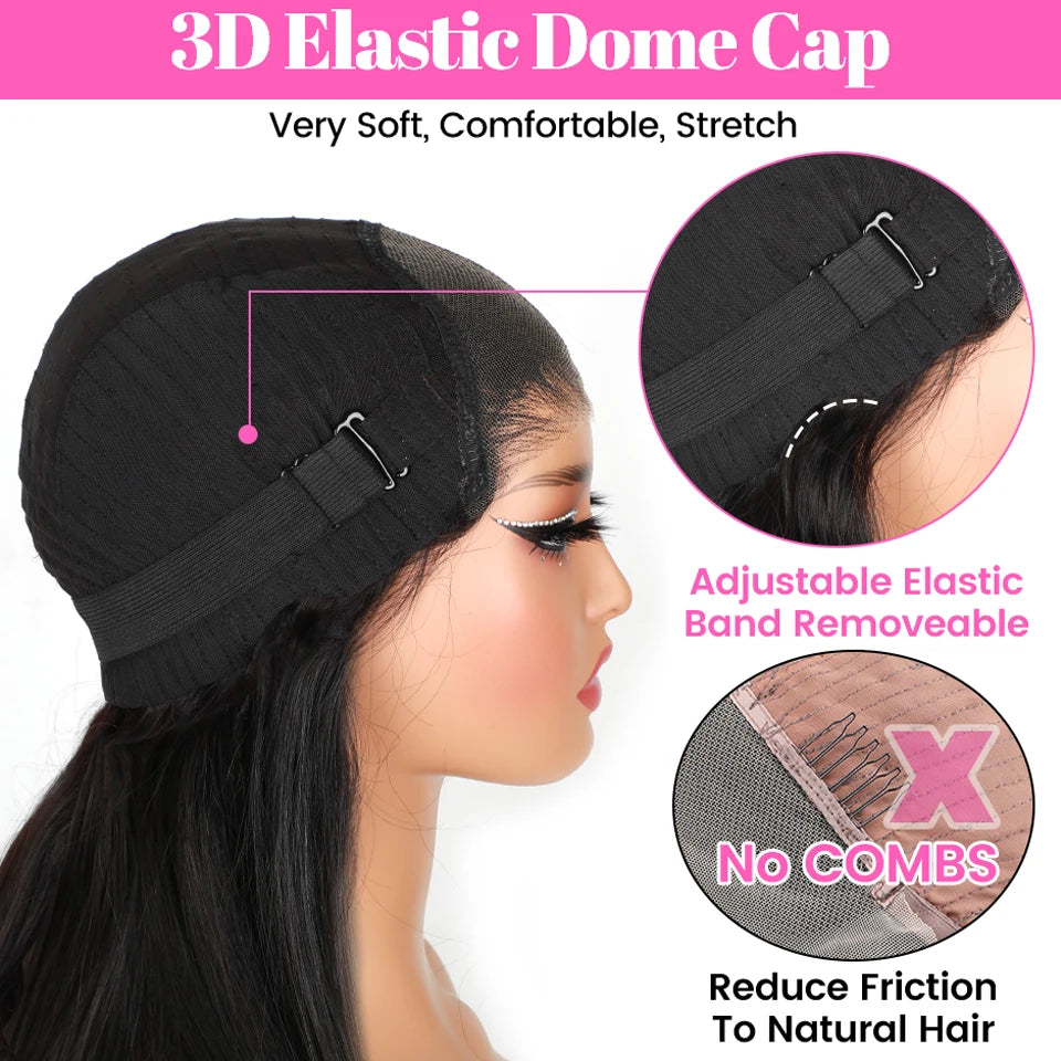 ISEE Hair Glueless Straight Wig (7x5 HD Lace, Pre-Plucked & Pre-Cut) – Malaysian Remy Human Hair, Ready to Wear (26”+)