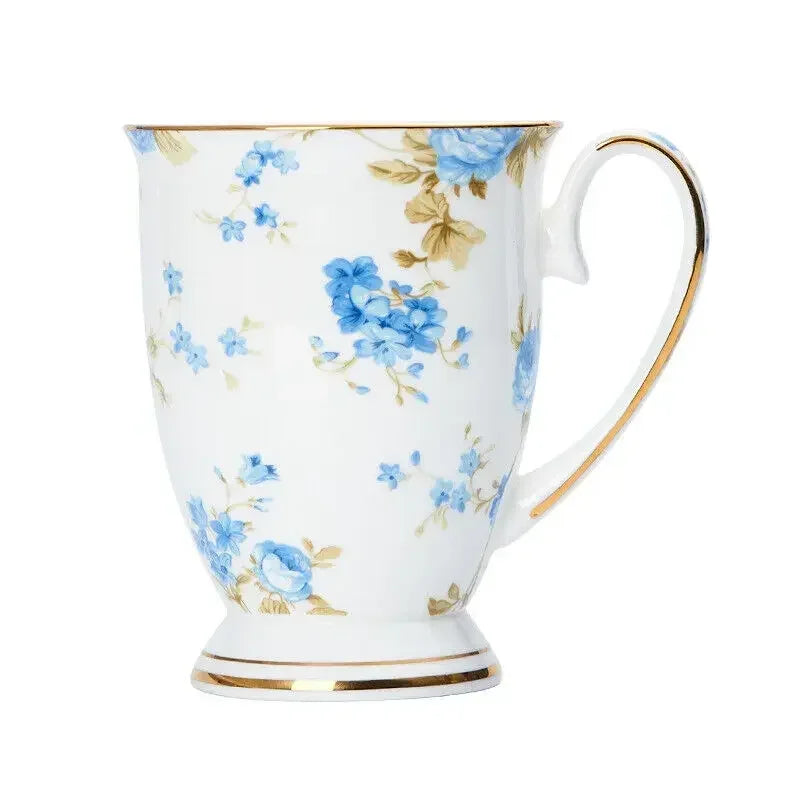 Vintage Floral Ceramic Coffee Mug – Elegant Handgrip Cup for Home & Office