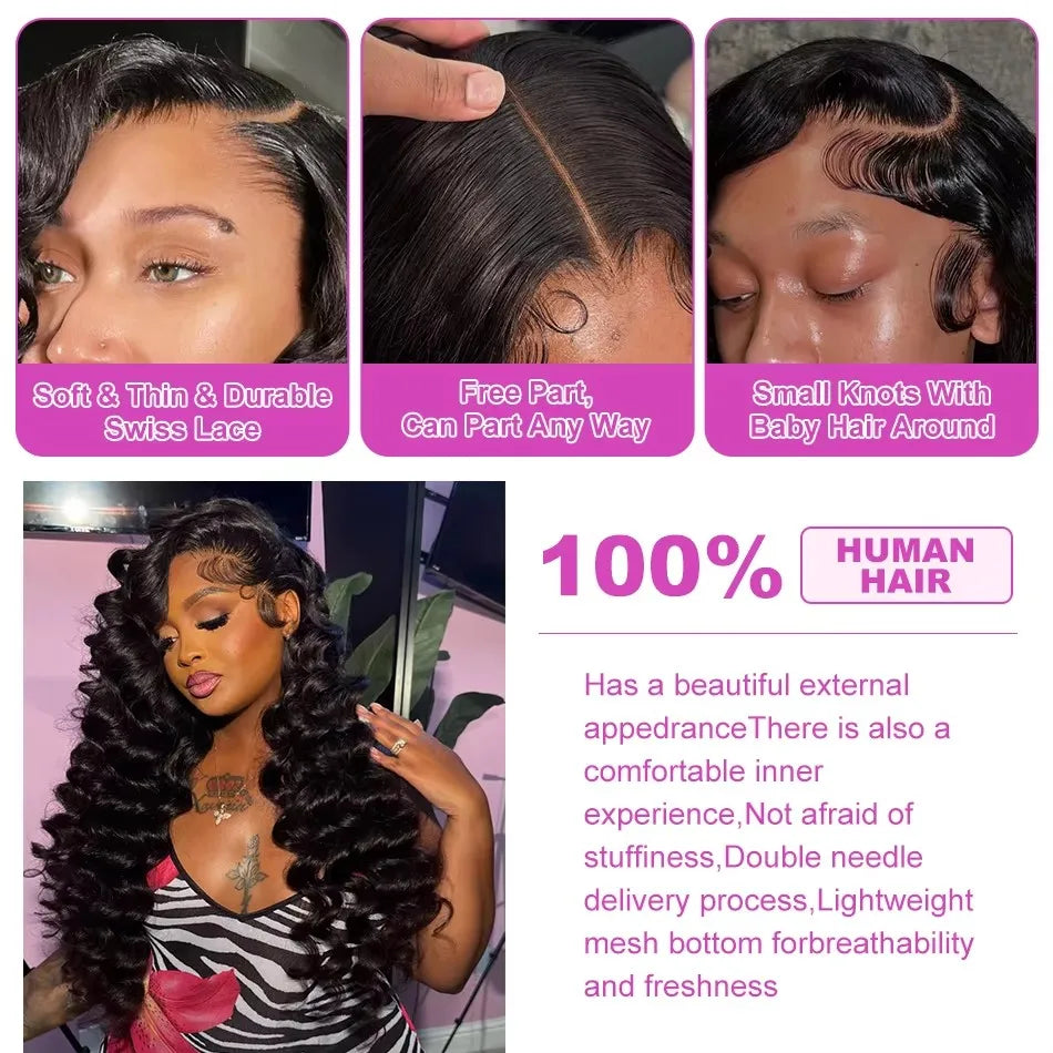 200 Density 30 40 Inch 13x6 Hd Lace Frontal Wig Loose Wave Wig Curly Human Hair WigsWave Human Hair Wig Brazilian Loose Deep