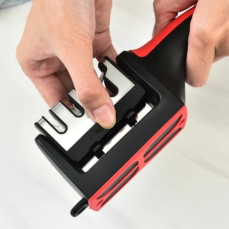 4-Segment Kitchen Knife Sharpener | Multi-Functional Handheld Sharpening Tool – Black