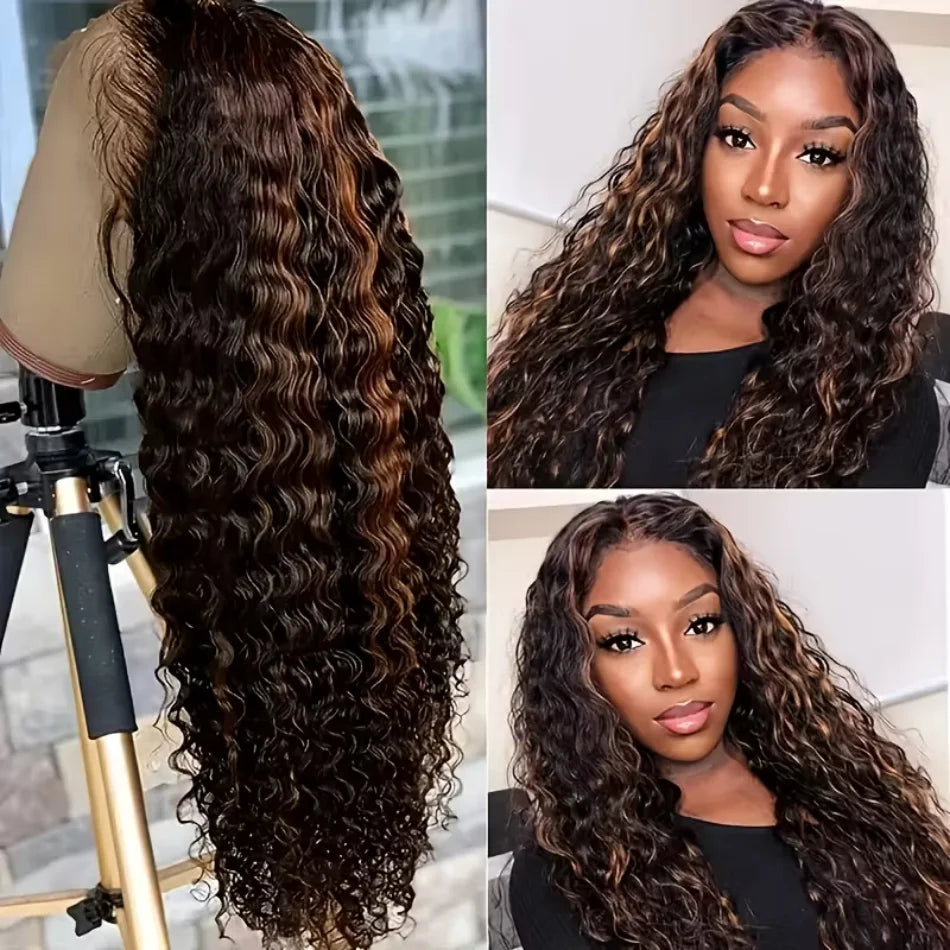 P427 Highlight Human Hair Wig | 13x4 & 13x6 HD Lace Front Wig | Deep Wave | P1B30 & 427 | 200%-250% Density