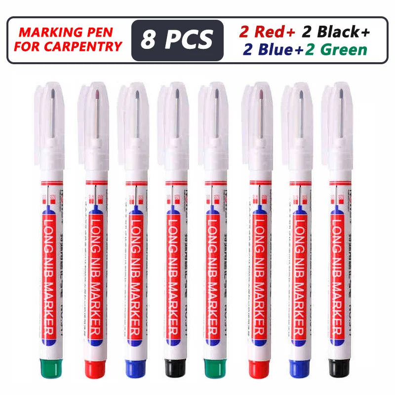 Professional Deep Hole Long Nib Marker Pen for Wood, Metal & Tile — Waterproof Carpenter Tool (20mm Nib)