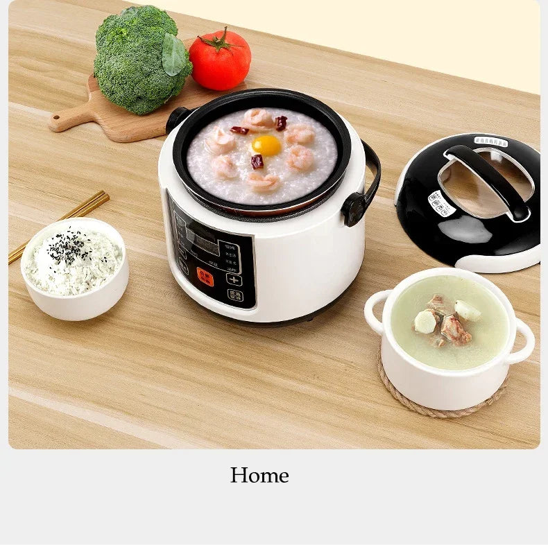 Portable 2L Car Rice Cooker – 12V/24V Electric Multi-Cooker for Soup, Porridge & Steamed Meals