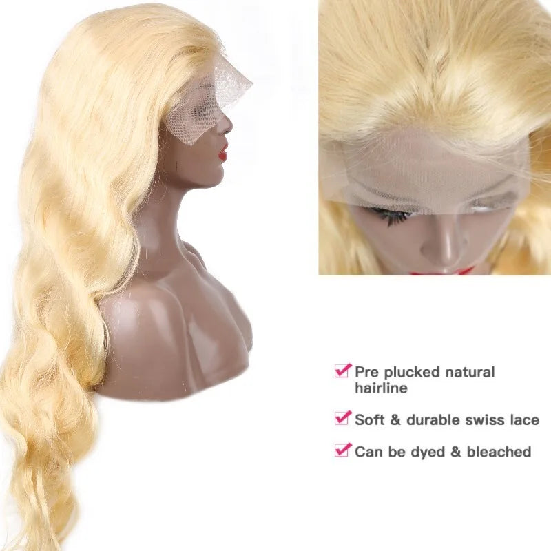 613 Blonde Body Wave Lace Frontal Wig – 13x4 / 13x6 / 360 HD Lace, 200/250/300 Density