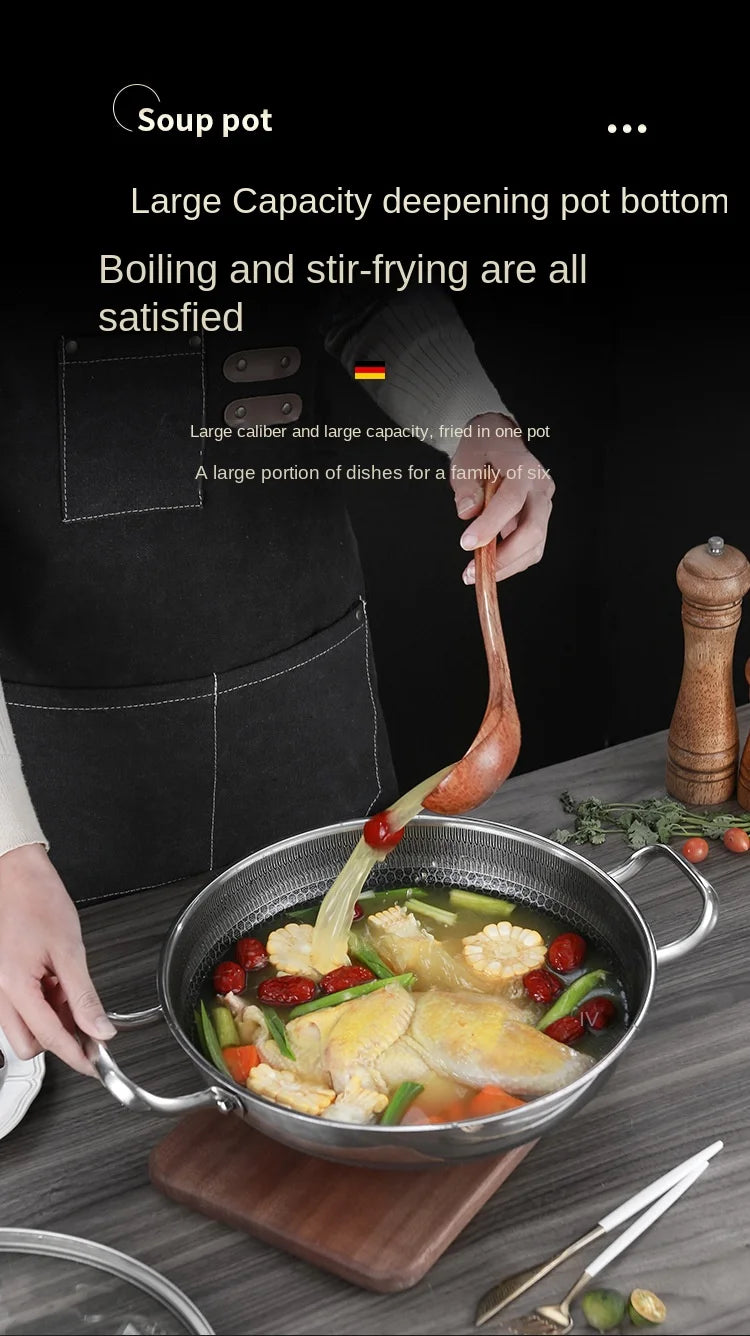 32cm 304 Stainless Steel Non-Stick Frying Pan – Induction & Gas Wok