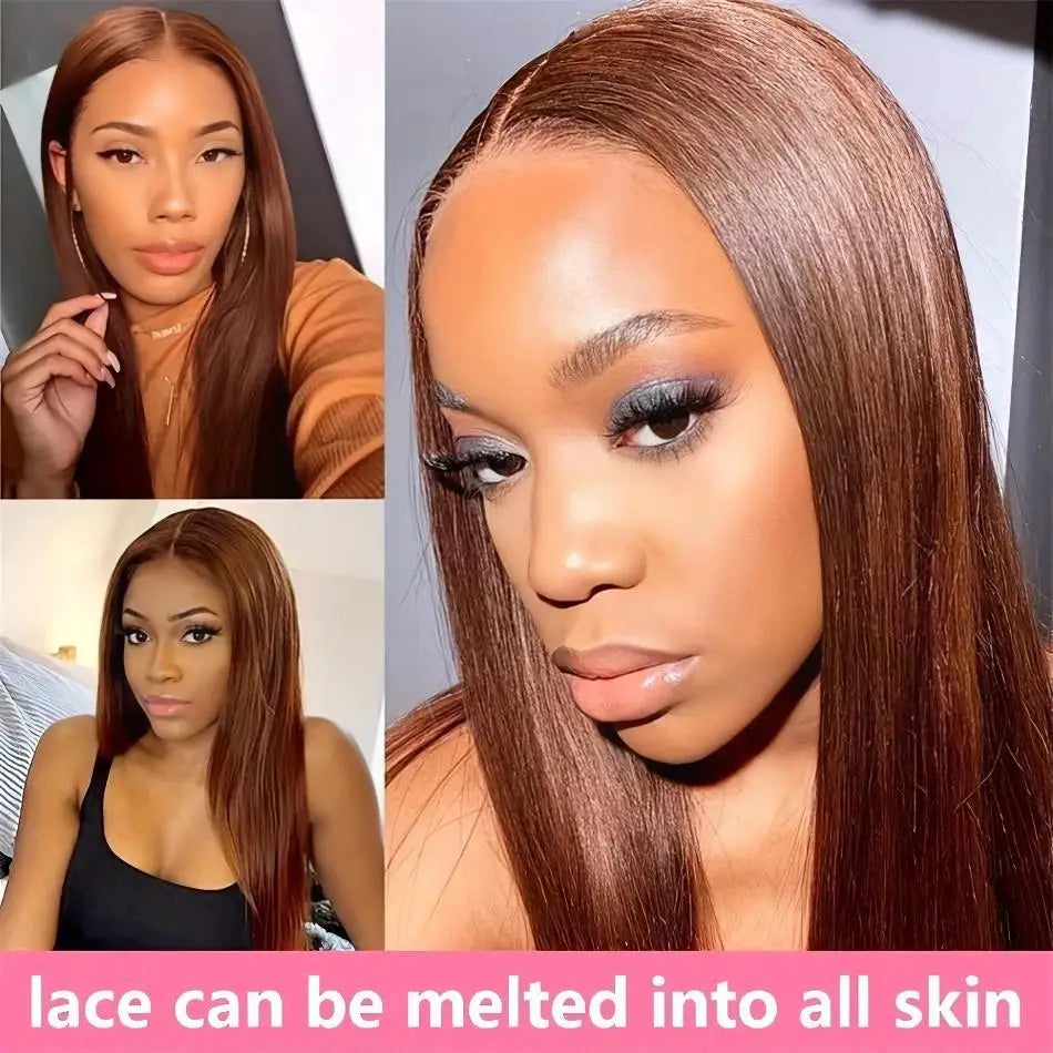 Chocolate Brown 13x6 HD Lace Front Wig (Bone Straight, 30 Inch, Brazilian Remy, Transparent Lace)
