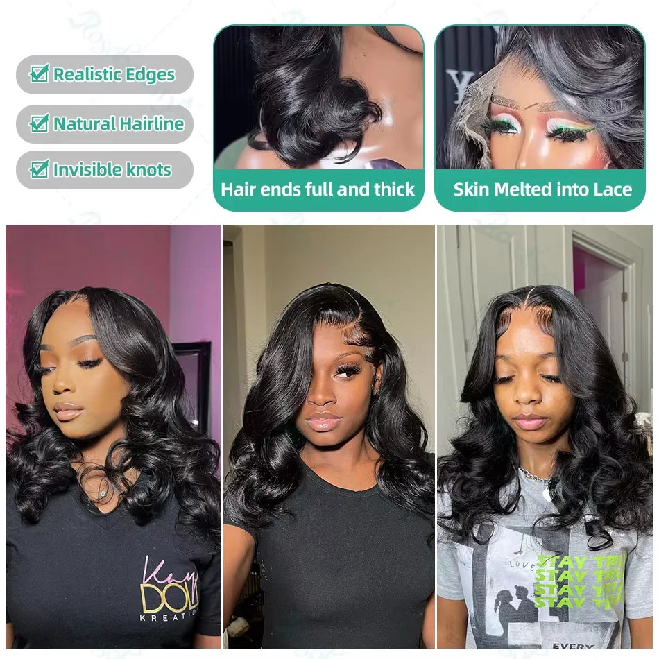 200% Density Body Wave Short Bob 13x6 HD Transparent Lace Front Human Hair Wig (13x4 / 5x5 Closure Option)