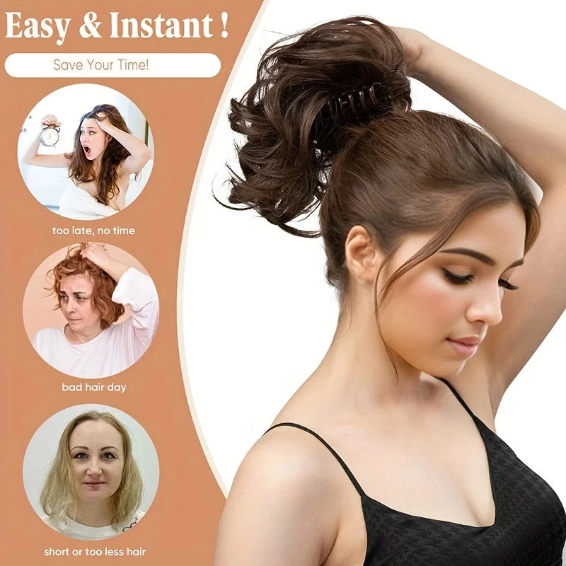 Curly Claw Clip Ponytail Extension | Synthetic Short Curly | 12 Inch | 80g | Black Brown Blonde