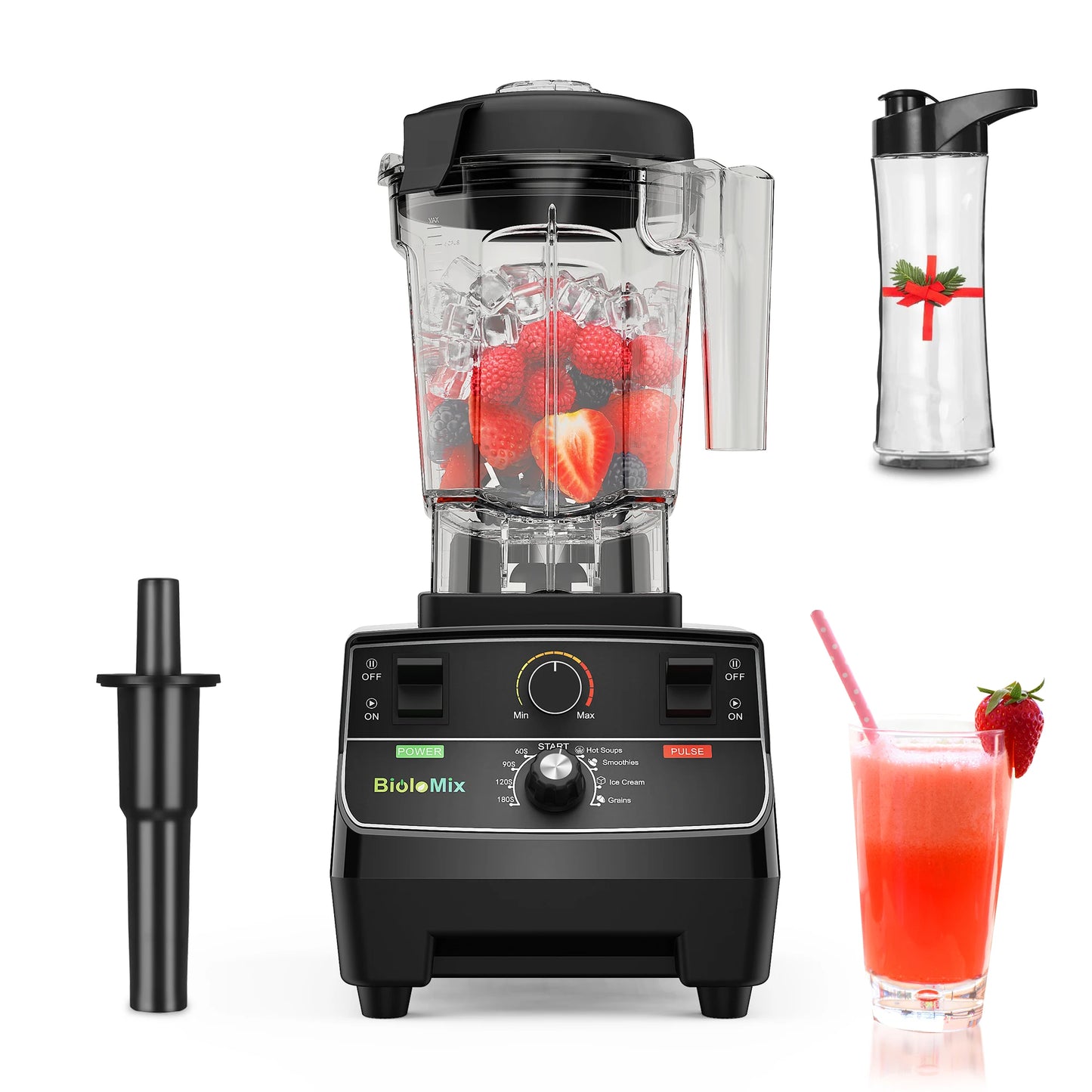 Biolomix 2L Professional Blender – 2200W, Smart Timer, Pre-Programmed