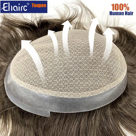 Men's Human Hair Toupee – Australia Double Layer Lace & PU Base Hair System