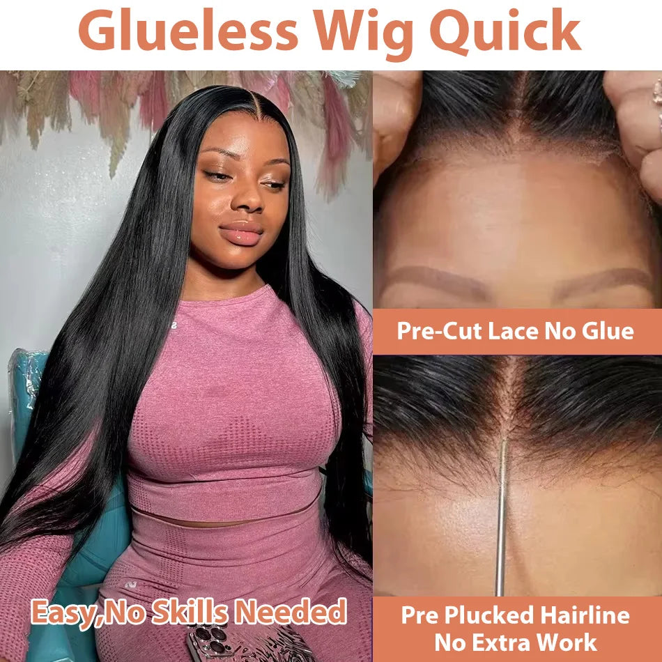 Bone Straight 13x6 HD Transparent Lace Front Wig (Wear & Go Glueless, 200% Density) – 30/34/40 Inch
