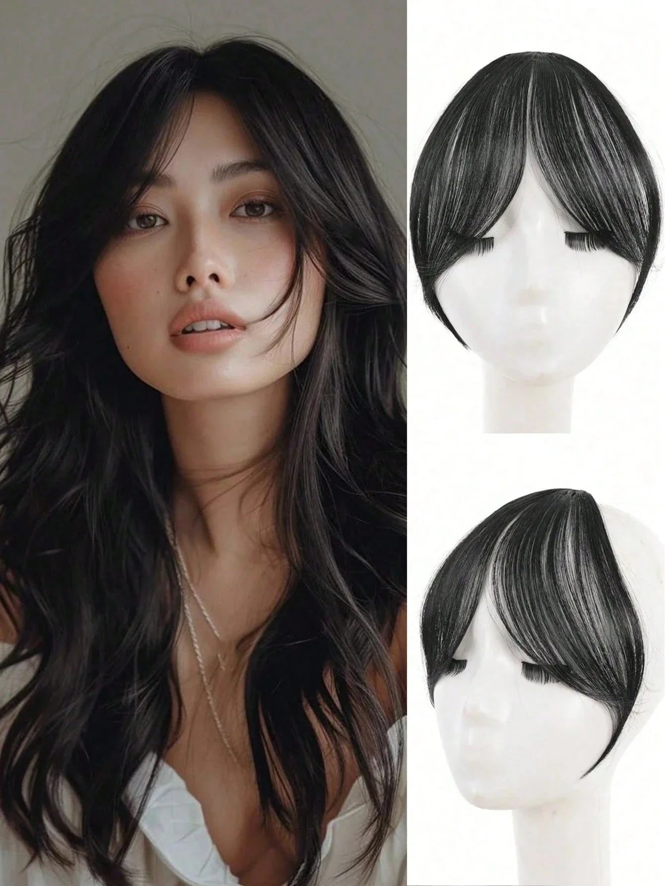 Middle Part Clip-in Bangs | Natural Seamless Hairpiece | 12 Colors