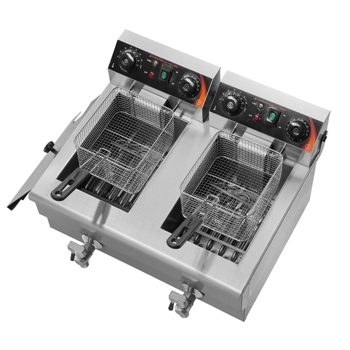SucceBuy Dual Tank Electric Deep Fryer — Twin Basket 9.1 Qt Each Tank, Fast Heating, 220V Stainless Steel