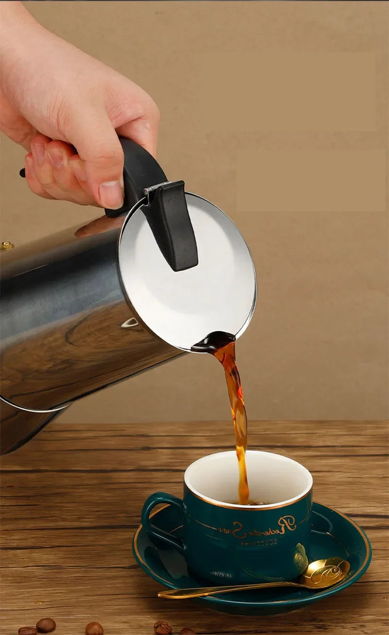 Stainless Steel Moka Pot Espresso Maker (2/4/6/9 Cups) — Classic Italian Coffee Brewing for Home & Travel