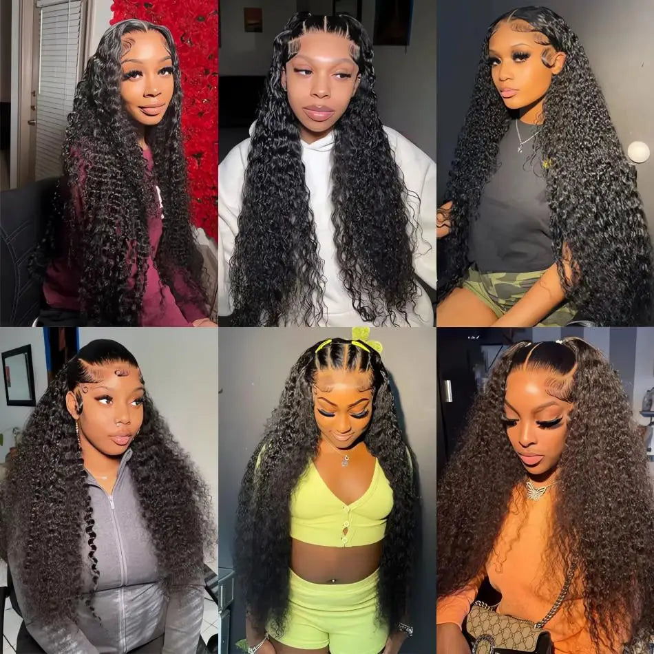 250 Density Water Wave HD Transparent Lace Front Human Hair Wig (13x4/13x6, Brazilian Remy, Long)