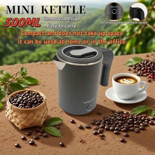 500ML Travel Electric Kettle – Portable Stainless Steel Water Boiler for Tea, Coffee & Camping