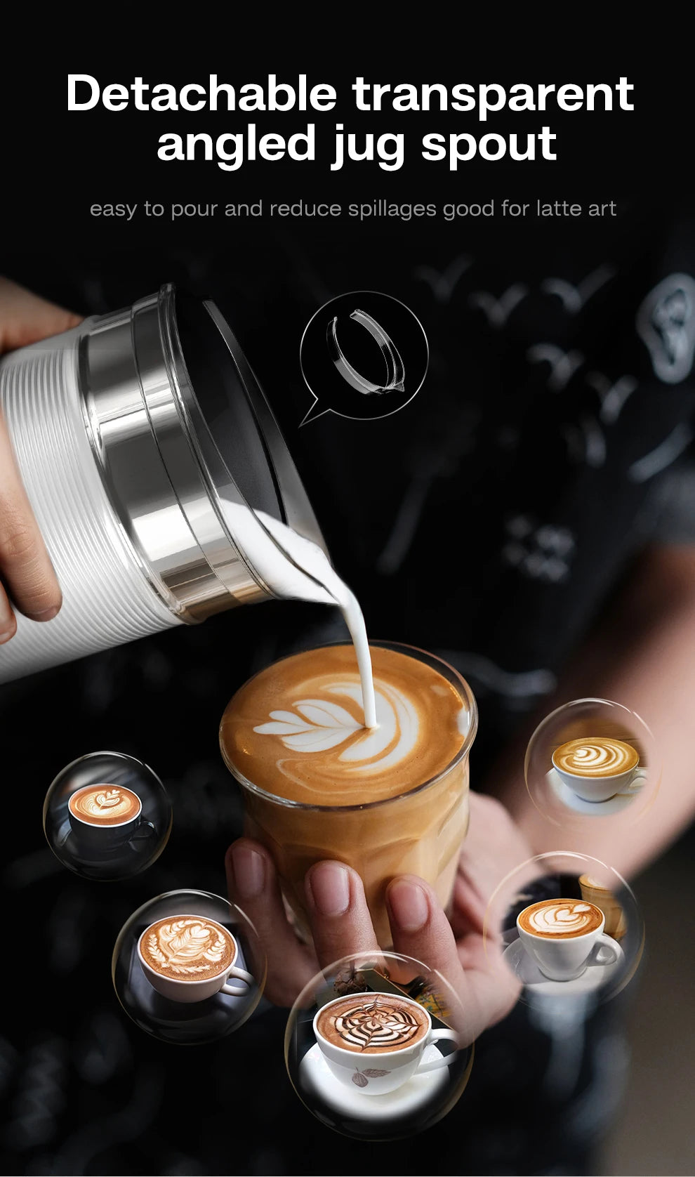 HiBREW M1A Milk Frother – Hot & Cold Electric Foam Maker for Latte, Cappuccino & Chocolate