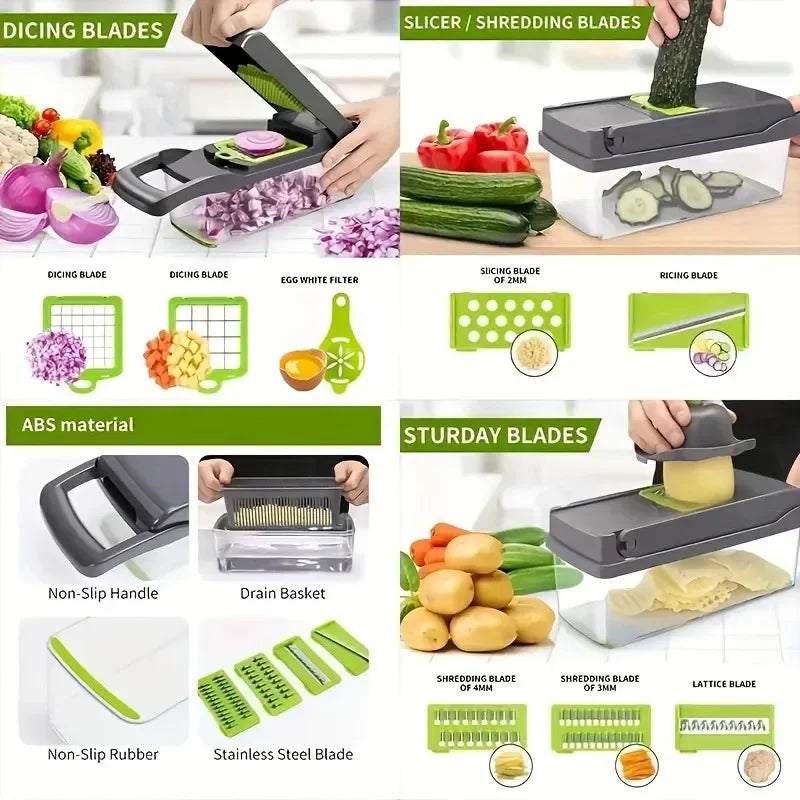 14-in-1 Multifunctional Vegetable Chopper – Slicer, Dicer & Grater | Kitchen Tool