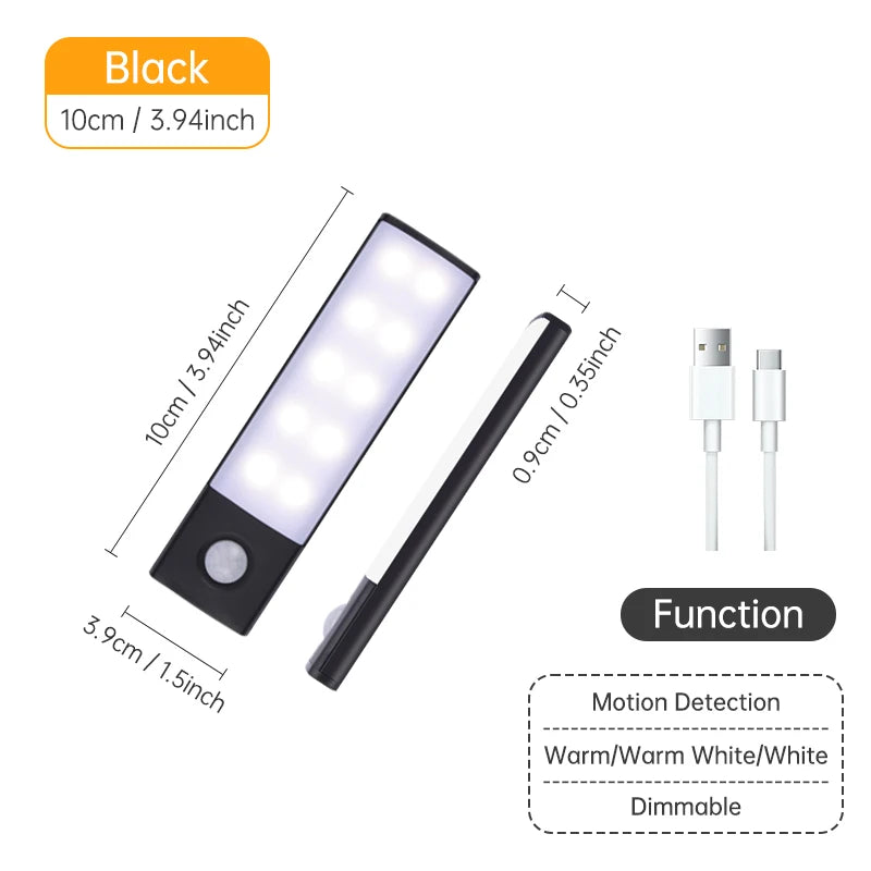 Wireless Motion Sensor LED Light – USB Rechargeable Night Lamp for Closet, Cabinet & Kitchen