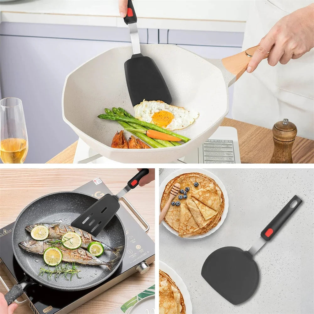 High-Temperature Silicone Spatula – Non-Stick Frying Turner with Spring Steel Core