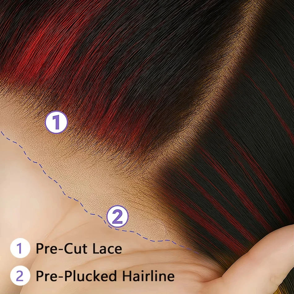 30" 1B/99J Burgundy Highlight Body Wave 5x5 Glueless Lace Front Wig – Brazilian Remy Human Hair