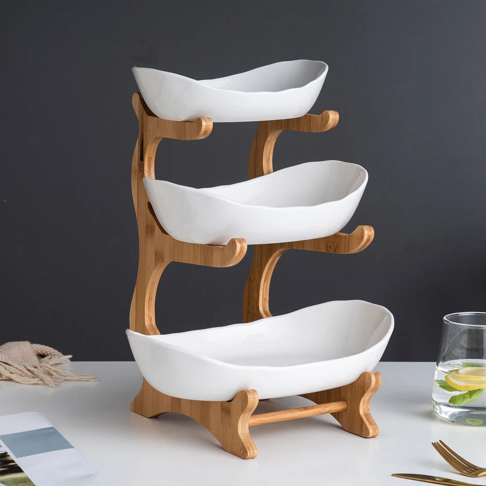 2/3-Tier Fruit Plate Stand – Modern Plastic Snack Tray & Dessert Display for Home & Parties